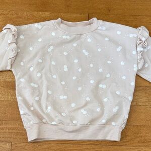 Kids' Ruffle Sleeve Polka Dot Sweatshirt - Cream